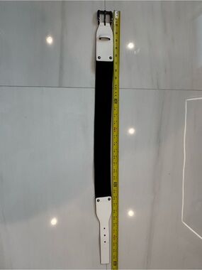 Express Black and White Stretch Waist Belt with Silver-Tone Buckle